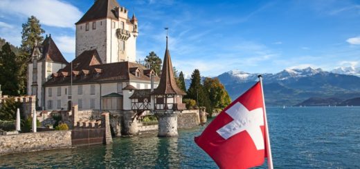 Oberhofen castle on the lake Thun, Switzerland